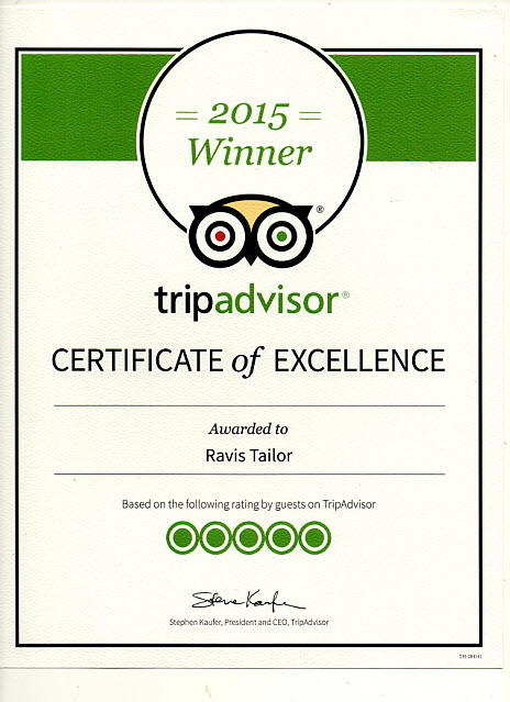 My Custom Tailors awarded excellence in custom tailoring by trip advisor