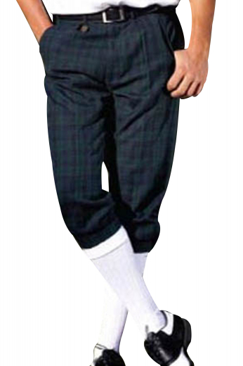 Hand tailored reverse pleat golf pants made with the finest of traditional Scottish Tattersall. These golf pants have front slash pockets, two back pockets, and elastic cuffs.