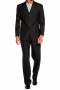 A merino wool blend mens suit made up of a single-breasted three-button suit jacket and high waisted suit pants with elegant slash pockets and hand sewed cuff hems.