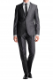 A classic tailor-made work of art. This custom tailored Italian wool and cashmere wool blend suit has beautiful herringbone stripes and is composed of a single breasted two button suit jacket and high waisted reverse pleat style suit pants.