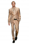 A slim cut single breasted one button custom tailored men's suit paired with elegantly sophisticated slim fit reverse pleat suit pants with tailored cuff hems.