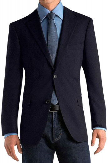A tailor-made slim fit single breasted two button suit jacket with pressed high notch lapels adorned with a boutonniere. This elegant suit jacket has a comfortable tapered waist and embroidered sleeve cuffs.