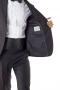 This Athletic fit custom made black tuxedo features a slim cut, versatile one button fit, besom pockets, notch lapel, and a lightly padded shoulder for a sharp, well-defined appeal with plain front pants.