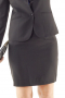 These handmade black custom suit skirts are trendy party formals flashing custom made pencil skirts and bespoke blazers. Hand sewn jackets flaunt double piped lower pockets, notch lapel collars, two front close buttons and four buttons on the stylish cuffs sleeves. Tailored pencil skirts with back center vent and zipper look gorgeous with bespoke collar shirts. It can be ordered in easy use wool and or cashmere.