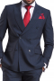 Mens Handmade Light Navy Blue Double Breasted Suit