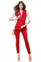 Womens Handmade Slim Fit Scarlet Red Dress Pants