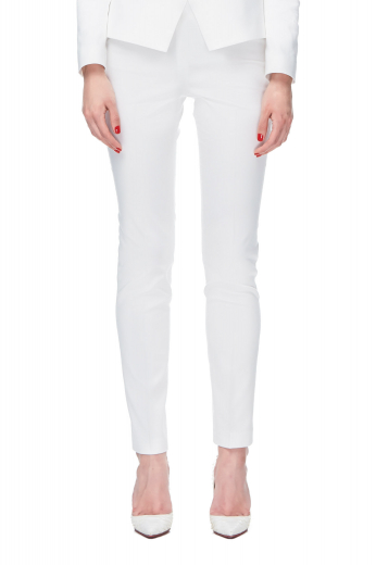 These iconic womens tailor made slim fit white pants in cashmere wool are just the right formals for stylish ladies. These womens handmade slim fit white trousers have a flat front and a zipper fly. With a comfortable waistband, these womens bespoke full length dress pants can be worn with womens slim fit jackets for a corporate touch. You can buy these womens custom made wool dress pants at My Custom Tailor at rates that you can easily afford. 