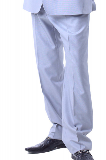 These classic mens tailor made pale blue wool dress pants are a perfect regular wear that can also be worn to interviews and meetings. These mens bespoke pale blue dress pants from the premium range of high-quality custom made formals at My Custom Tailor are hand stitched to flaunt 2 front slash pockets, a 2 point button and hook closure, a zipper fly, and exquisitely hand sewn cuffs hems. You can wear these affordable mens handmade pale blue dress slacks with mens custom made dress shirts for a gentleman look.