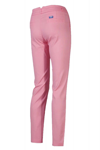 These gorgeous womens bespoke cotton made golf pants in rose pink is a stylish sportswear for classy women. With a chic vibe and a slim cut fitting, these womens handmade rose pink dress pants feature a single standard reverse pleat pattern, 2 slash pockets in the front, 2 welted back pockets, and a classic two point hook and button closure with a zipper fly. You can buy these flattering womens made to order cotton pants at My Custom Tailor to befriend a stylish look, that too within your budget.
