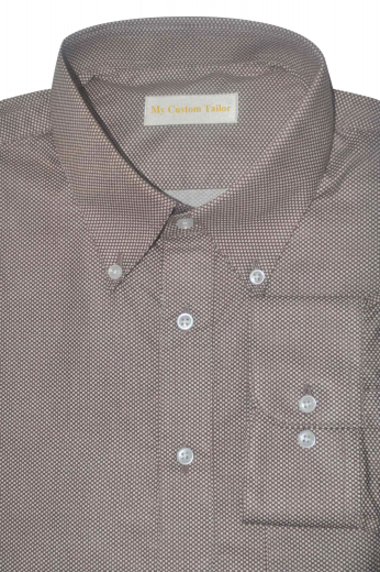 This stylish mens slim fit handmade cotton shirt in chocolate brown is for men who like to keep things trendy and subtle at work. It features a stunning display of rounded barrel cuffs and a button down collar for added comfort. You can wear this mens tailor made cotton shirt at work, interviews, and board meetings. It has a stunning placket front and a plain back that adds to the comfort level. You can buy this mens custom made shirt for all day comfort.