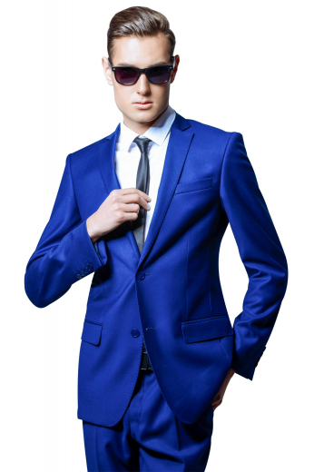 This must buy iconic mens french blue slim fit suit in wool is a single-breasted marvel for men who like to keep things stylish at work. It has a stylish bespoke sports jacket and custom made slim fit pants. The mens bespoke slim fit sports blazer is handmade to flaunt 2 front close buttons, 2 notch lapels, 2 lower flapped pockets, and 1 upper pocket with welt. The mens bespoke suit pant with reverse pleats have extended belt loops with a two point button and hook closure, a zipper fly, and slash pockets at the front.