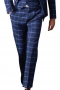 This elegant mens handmade checkered three piece blue suit in gabardine is an absolute stunner. It has a mens bespoke suit pant, a mens custom suit jacket, and a mens tailor made vest. The mens bespoke pant has a flat front and a zipper fly. The mens handmade vest has 5 front closure buttons and a V-neck. The mens tailor made blazer has an iconic slim cut finish with a shawl collar and 2 front closure buttons. Order online at My Custom Tailor where weavers can also hand stitch the edges of the pockets and lapels.