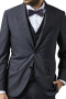 This iconic mens bespoke cashmere wool three piece suit in black is ideal for board meetings and corporate parties. It is a must buy formal garment that is a collection of mens bespoke pant - with a flat front and slash pockets on the front - mens custom suit jacket - with 2 front closure buttons and 2 notch lapels - and a mens slim fit vest festooned with a V-neck and a single breasted style. Order online at My Custom Tailor where weavers can hand stitch the edges of the lapels and pockets of the mens bespoke blazer upon request