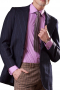 This spectacular mens purple bespoke blazer is handmade with cashmere wool of the highest quality. This blazer is also a perfect custom made golf jacket. It puts to display a classy slim cut finish with a 2 button front closure, 2 wide notch lapels, and 2 deftly sewn rounded lower patch pockets. It can be ordered with a modification of lapels and pockets hand stitched at the edges by skilful weavers at My Custom Tailor upon customisation request.