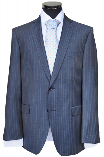 This stylish mens made to measure blue grey cotton jacket is an iconic formal wear that can be worn daily. It is a perfect match for interviews and other corporate meetings too. This breathable mens bespoke blazer has a slim cut finish adorned with a 2-button front closure, 2 notch lapels, 2 flapped lower pockets, and 1 upper welt pocket. Order online at My Custom Tailor where you are provided with the flexibility to order this jacket with hand stitched edges of the lapels and pockets for added finesse.