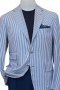 Mens Bespoke Linen Wool Black Stripe White Blazer