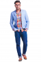 Mens Bespoke Slim Fit Light Blue Wool Linen Blazer