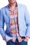 Mens Bespoke Slim Fit Light Blue Wool Linen Blazer