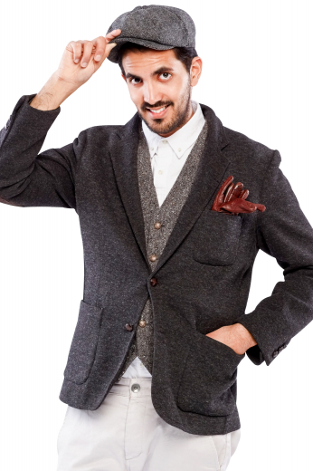 This is a must have mens custom vintage style jacket in grey, handmade with mohair wool by fabric magicians at My Custom Tailor. It is a simple yet stylish standard cut mens victorian style custom blazer that puts to display a stunning upper rounded patch pocket on the left and 2 lower rounded patch pockets. With 3-inch wide notch lapels, this single breasted blazer is an ideal sports jacket that will keep you comfortable at office as well as golf games.
