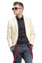 This handmade single-breasted cream jacket for men is an elegant next-level office-wear with a two button front closure and notch lapels. It is made to measure with high-quality alpaca wool that is unbelievably soft and breathable. This slim-fit corporate sports jacket also puts forth a stunning hand sewn standard upper pocket with welt and two lower pockets with flaps. It is a must-buy slim fit wardrobe essential that'll look enticing with formal slim fit pants and custom made linen shirts that you can wear for interviews.