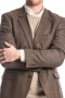 This custom made brown mens jacket comes in an enticing blend of wool and linen. It is a must-have made to measure single-breasted wardrobe essential that's slim-fit and will make you look nothing less than a style icon at work. It looks every bit classy and is the representative of an ultra-modern look that boasts two buttons for front closure, a standard upper pocket with welt, two lower pockets with flaps, and notch lapels for added oomph.