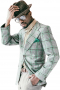 Mens Light Sage Green Plaid Custom Blazer