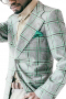 Mens Light Sage Green Plaid Custom Blazer