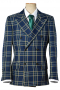 These men's uniform inspired plaid blazer is a fashionable twist on your everyday formal wear. It is tailor made in a fine wool and tweed and cut to a slim fit, featuring double breasted button closure and hand stitched lapels. 