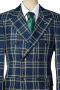These men's uniform inspired plaid blazer is a fashionable twist on your everyday formal wear. It is tailor made in a fine wool and tweed and cut to a slim fit, featuring double breasted button closure and hand stitched lapels. 