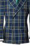 These men's uniform inspired plaid blazer is a fashionable twist on your everyday formal wear. It is tailor made in a fine wool and tweed and cut to a slim fit, featuring double breasted button closure and hand stitched lapels. 