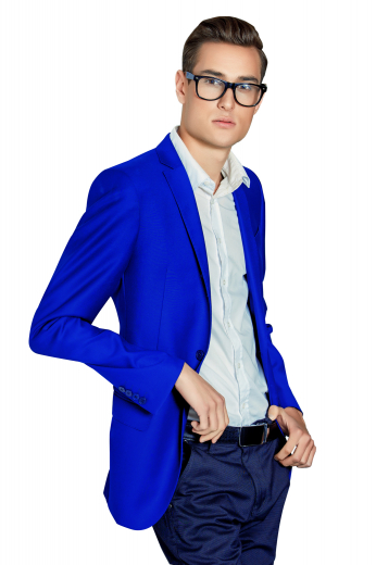 These men's bright blue blazer are tailor made in a fine wool and tweed and cut to a slim fit, featuring single breasted button closure and hand stitched lapels. It is a fantastic formal wardrobe staple!