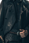 Mens Black Leather Tailored Coat