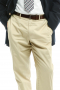 This men's custom made pale cream trouser is tailor made in a fine wool blend and cut to a slim fit, featuring slash pockets, extended belt loops and a flat front pleat. It is a classic option for your formal occasions!