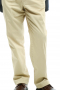 This men's custom made pale cream trouser is tailor made in a fine wool blend and cut to a slim fit, featuring slash pockets, extended belt loops and a flat front pleat. It is a classic option for your formal occasions!