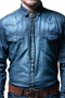 Mens Bespoke Denim Blue Linen Shirt