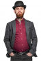 Mens Slim Cut Casual Wine Tailored Button Down