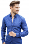 This men's slim cut dark blue button down is tailor made in a fine linen blend and features a button down collar and rounded barrel cuffs. It is cut to a perfect fit and is a sleek option for any formal occasion!