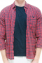 Mens Slim Cut Checkered Red Tailored Shirt