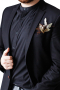 This men's slim cut blazer is tailor made in a fine linen blend and features a mandarin collar and rounded barrel cuffs. It is perfect for all formal occasions.