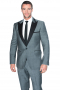 Mens Contrast Collar Grey Made To Measure Suit