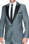 Mens Contrast Collar Grey Made To Measure Suit