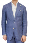 This blue men's suit is tailor made in a fine wool blend and cut to a slim fit, featuring a single breasted button closure, notch lapels, and slash pockets. 