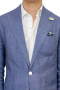 This blue men's suit is tailor made in a fine wool blend and cut to a slim fit, featuring a single breasted button closure, notch lapels, and slash pockets. 