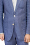 This blue men's suit is tailor made in a fine wool blend and cut to a slim fit, featuring a single breasted button closure, notch lapels, and slash pockets. 