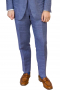This blue men's suit is tailor made in a fine wool blend and cut to a slim fit, featuring a single breasted button closure, notch lapels, and slash pockets. 
