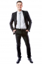 This men's pant suit is tailor made in a fine wool blend and cut in a slim fit, featuring notch lapels, single breasted button closures, and hand sewn cuffs.