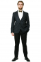 This men's pant suit is tailor made in a fine wool blend and cut in a slim fit, featuring high notch lapels, single breasted button closures, and hand sewn cuffs.