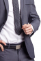 This handsome grey men's pant suit is tailor made in a fine wool blend and cut in a slim fit, featuring notch lapels, two button single breasted button closures, and slash pockets.
