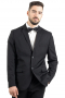 This sleek men's pant suit is tailor made in a fine wool blend and cut in a slim fit, featuring notch lapels, single breasted button closures, and slash pockets.