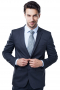 This classic men's pant suit is tailor made in a fine wool blend and cut in a slim fit, featuring satin notch lapels, single breasted button closures, and slash pockets. 
